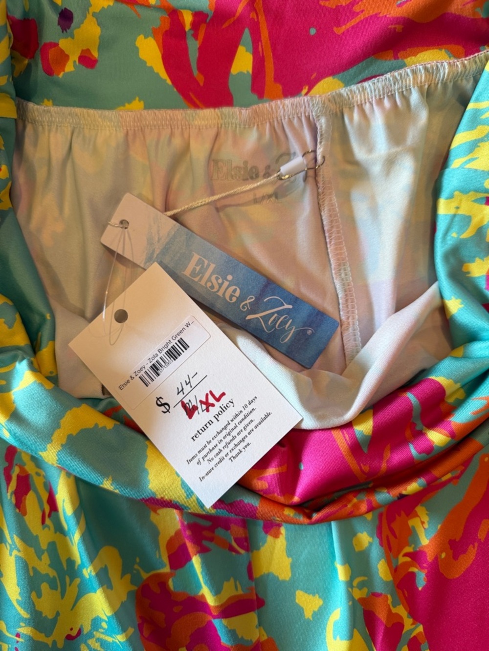 Vibrant Turquoise Floral Pants - Picture 3 of 3